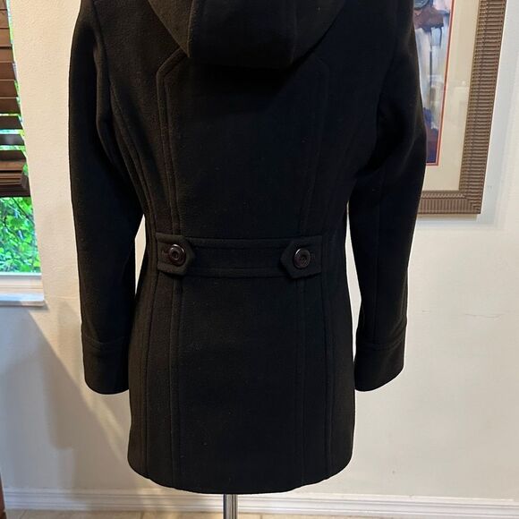 Preston & York Women's Dark Brown Double-Breasted Hooded Wool Coat Size 6 - Picture 10 of 12